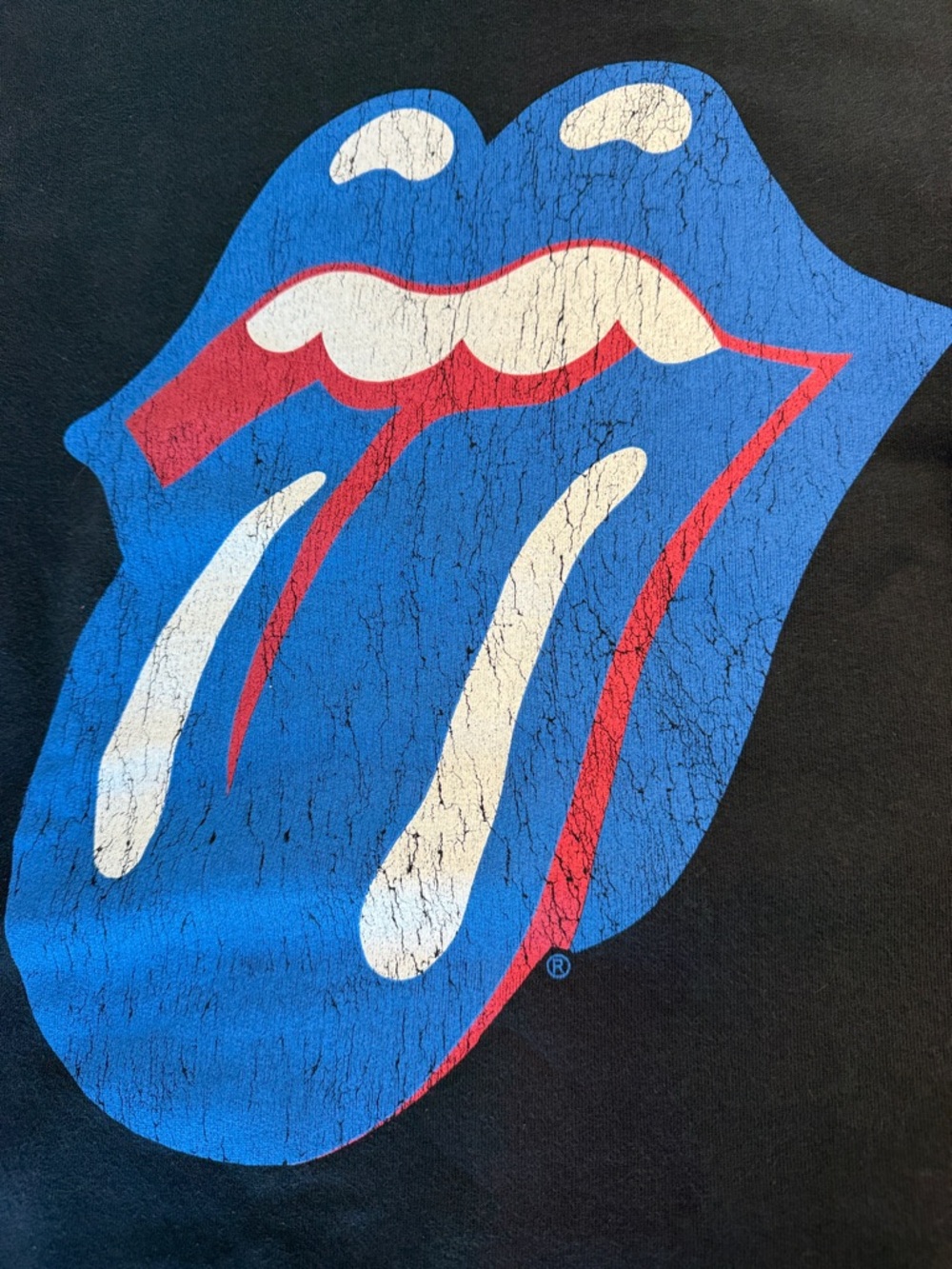 ZARA + The Rolling Stones Black Graphic Pullover Sweatshirt Blue Red Tongue L - Picture 3 of 15